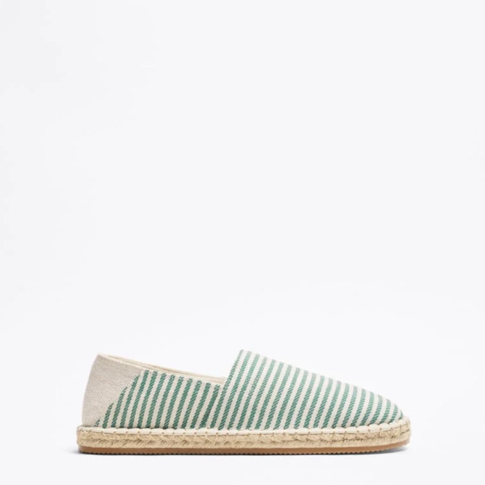 Zara Men's Espadrille Loafers - Teal and White Stripes
